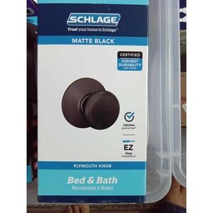 Schlage Plymouth Privacy Door Knob Matte Black Bed/Bath F40 PLHY 622